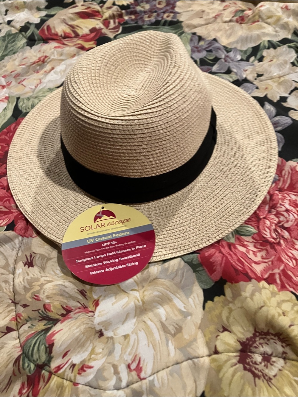 Beige Fedora Hat with Black Band
